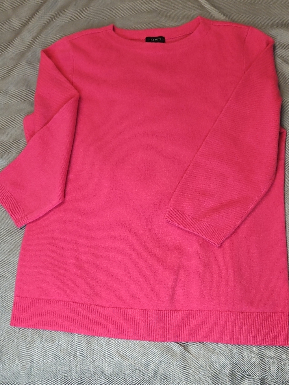 Talbots 100% Cashmere Bright Pink Crewneck Sweater